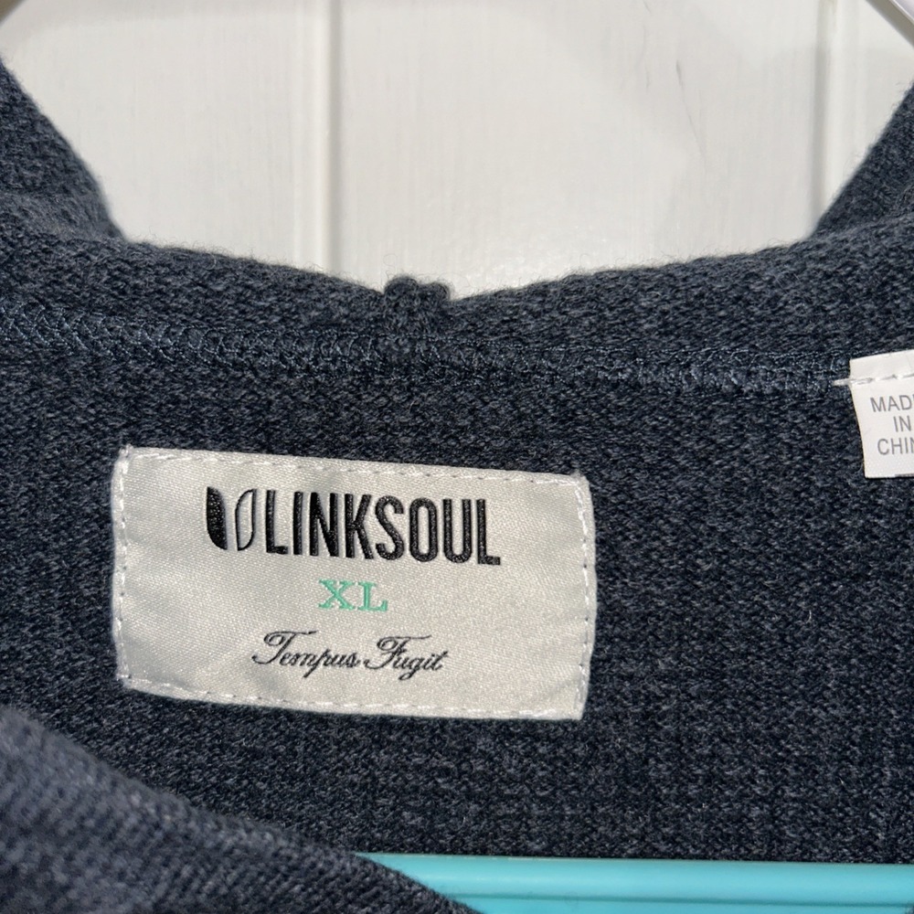 Linksoul Waffle Knit Cotton Cashmere Hoodie Pullover Men's XL Navy Golf - Picture 2 of 6